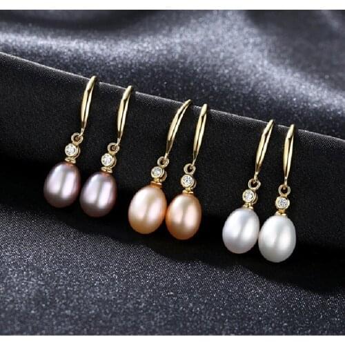 S925 Sterling Silver Inlaid Natural Freshwater Pearl Earrings Female Simple Temperament Earrings Earrings