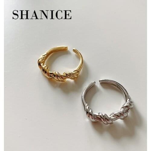 SHANICE S925 Sterling Silver Open Ring Knot Design Minimalist Open Rings Geometric Finger Rings for Women Girl Party Jewelry