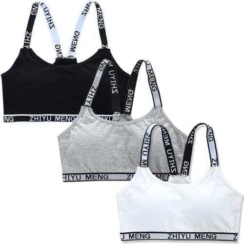 10Pc/Lot Girls Bra Underwear Kids Young Teenage Letter Crop Detachable Racerback Training 8-14years