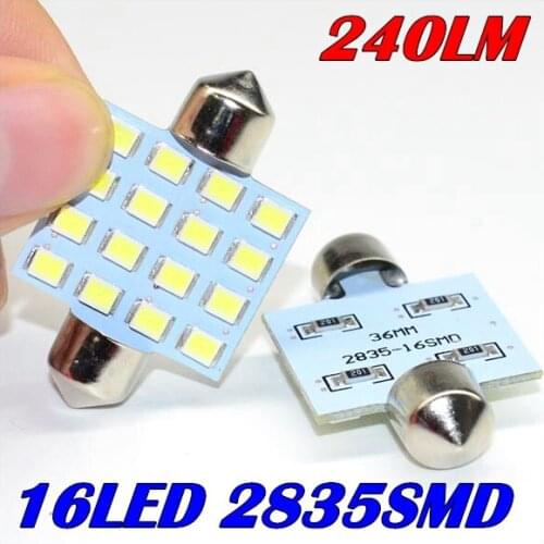 10PCS/LOT festoon led dome light C5W 16led 2835smd reading light festoon 31MM 36MM 39MM 42MM Auto led light FREE SHIPPING