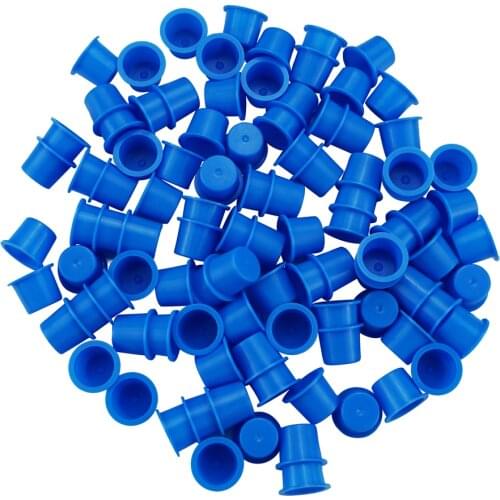 20Pcs Tattoo Ink Cup Cap Large Size 19*14mm Disposable Plastic Microblading Accessorie Supply Pigment Blue Holder Rack Container