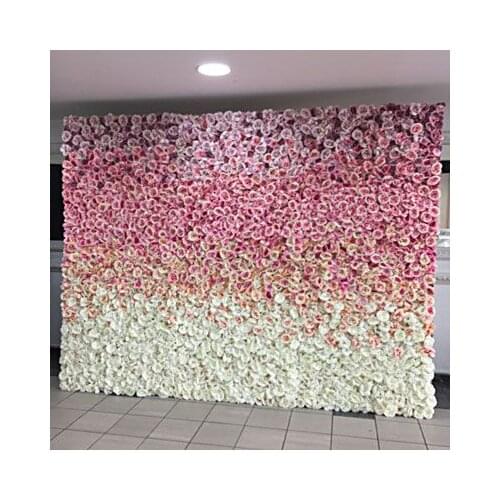 3.2M x 3M lhot Pink with White roses wedding flower wall artifical silk flower backdrop Wedding decoration