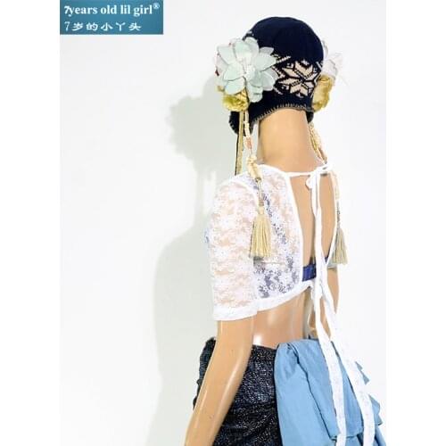 7years Old Lil Girl 2021Lace Belly Dance Top Ats Tribal Choli Short Sleeve BE16 20