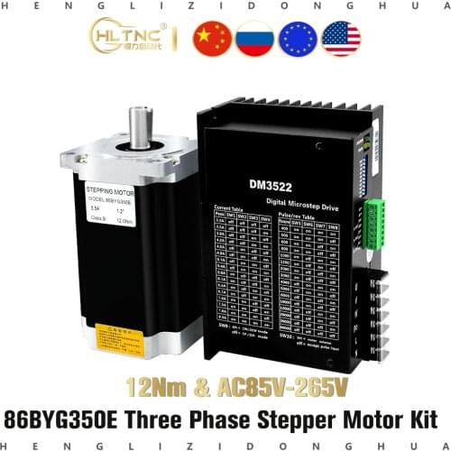 86BYG350E 12Nm 4.5A AC 220V 3 Phase Nema34 86 Stepper Motor Engine With DM3522 Digital Driver Drive Kit For CNC Milling Machine