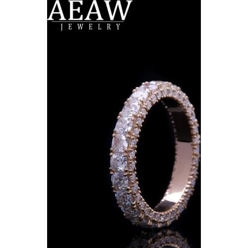 AEAW Solid 14K White Gold 3mm 0.1ct Cushion Cut Moissanite Enternity Full Diamond Band DF Color For Women