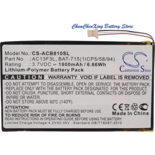 Cameron Sino 1800mAh Battery BAT-715(1ICP5/58/94), KT.0010G.002D for Acer B1-A71, Iconia B1-A71, Iconia B1-A71-83174G00nk