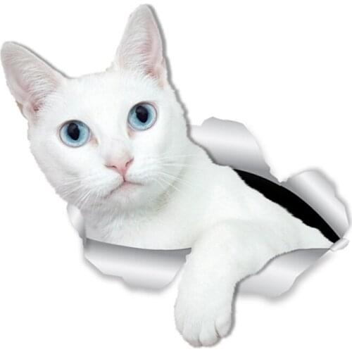 B0593# 13CM 17CM Self-Adhesive Decal White Kitty Cat Car Sticker Waterproof Auto Decors on Bumper Rear Window