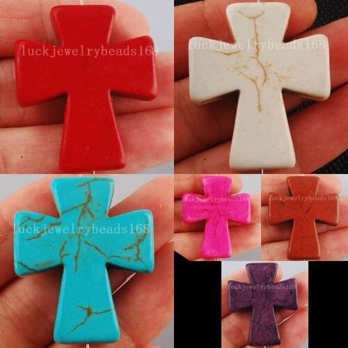Free Shipping Fashion Jewelry Multicolor Howlite Cross Pendant Bead WFY0008