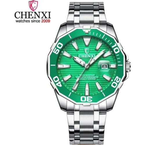 CHENXI Fashion Sports Watches Men Green Watches Waterproof Quartz Stainless Steel Mens Watches Reloj Hombre Relogio Masculino