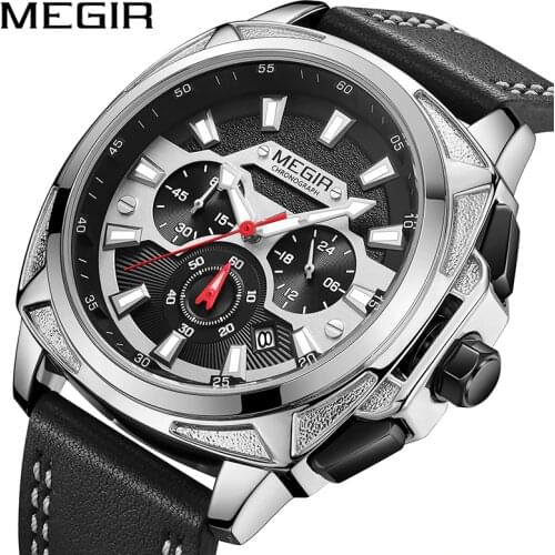 MEGIR 2020 New Relogio Masculino Watches Men Fashion Leather Band Sport Watch Quartz Business Wristwatch Reloj Hombre
