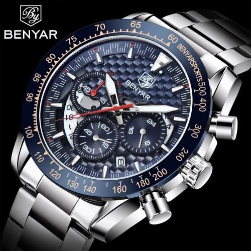 2021 New Benyar Top Brand Mens Luxury Quartz Watch Men Automatic Waterproof Clock Military Sports Time Code Table Reloj Hombre
