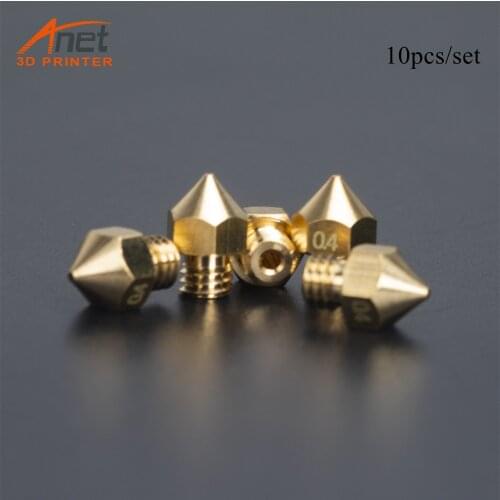 10pcs/lot 3D Printer Parts MK8 Nozzle Makebot 0.2/0.3/0.4/0.5/0.6mm Size Optional For 3D Printer Hotend Extruder 1.75mm Filament