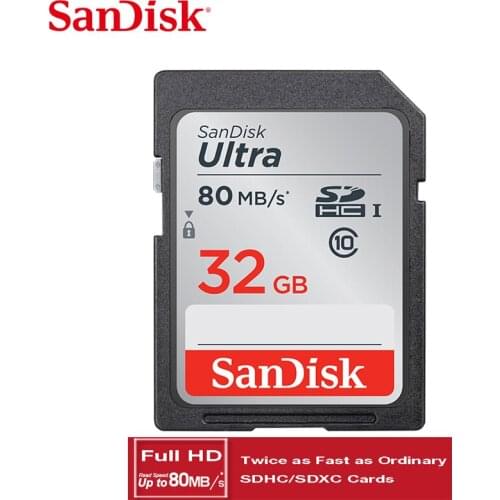SanDisk Ultra Memory Card SDHC/SDXC SD Card Class10 16GB 32GB 64GB 128GB C10 UHS-I Read speed up to 80MB/s for Full HD Camera