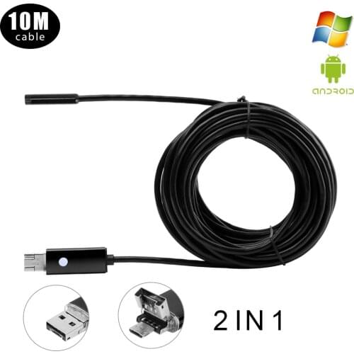 7MM 2IN1 USB Endoscope For PC Android OTG Otoscope Digital Microscope 10M