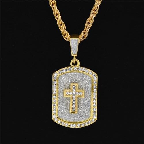 European andAmerican hot selling personality punk style cross hang tag mens Cross hang pendant wholesale military Card Necklace