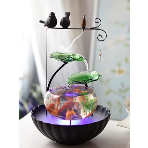 Ceramic mini fish tank, creative wedding gifts, water fountain, home decor humidifier, desktop office decoration