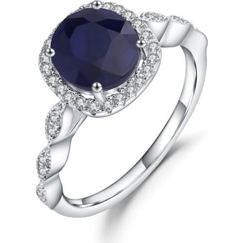 Gems Ballet 2.57Ct Natural Blue Sapphire Ring Wedding Anniversary Gift Fine Jewelry 925 Sterling Silver Ocean Waves Rings