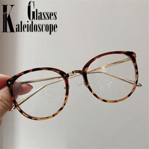 Round Glasses Frames Women Vintage Cat Eye Eyeglasses Metal Oversized Optical Spectacles Men Fashion prescription Myopia Frame