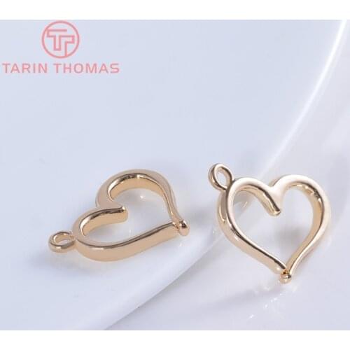 10PCS 15.5x12.5MM 24K Champagne Gold Color Plated Brass Hearts Charms Pendants High Quality Diy Jewelry Accessories
