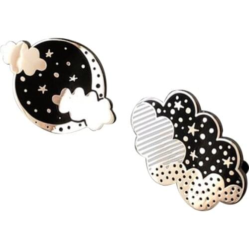 Moon phase and Clouds Enamel pin set shiny astronomy badge gorgeous celestial decor