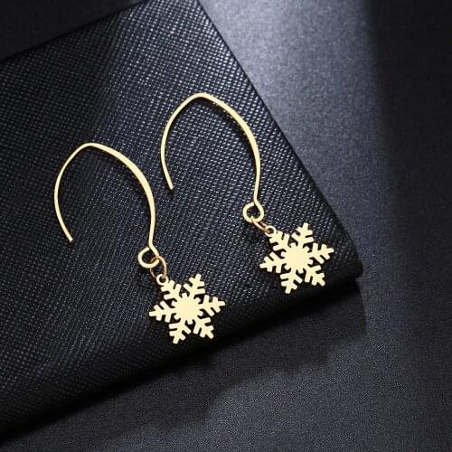 DOTIFI Fashion For Women Romantic Snowflake Earrings Stainless Steel Gold Silver Color Ladies Engagement Jewelry Earrings Gift