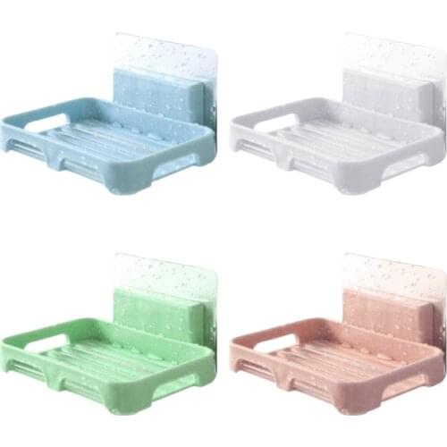 R2LD Wall-mounted Suction Cup Soap Dish Box Free Punch Drain Rack Handmade Soap Case