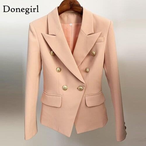 New Pink Slim Blazer Women Spring And Autumn Office Lady Formal Double Breasted Button Big Plus Size Jacket Top 2021 jas dames