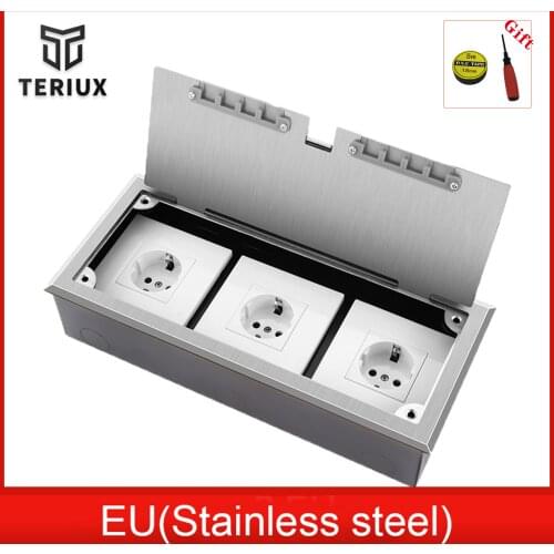 Wholesale stainless steel EU outlet box multi socket recessed floor receptacle customized floor socket 250v built in socket