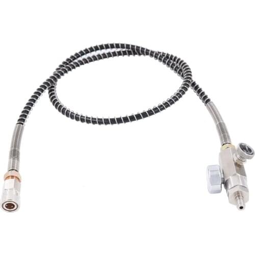 Stainless Steel PCP Airgun Paintball HP Fill Station with 36" Spring Surround High Pressure Hose with Quick Fitting