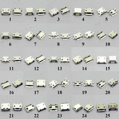 25 Models Micro Usb Jack Connector Common Charging Socket Port For Lenovo Huawei ZTE Xiaomi Samsung Moto etc mobile tablet GPS
