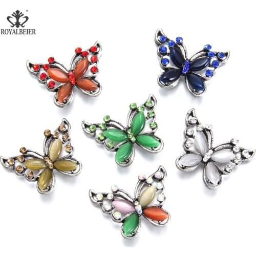 ROYALBEIER New Arrivals 6pcs/lot Mixed Patterns Fit 18mm Metal Snap Button Colorful Snaps Fit DIY Snaps Jewelry Wholesale KZ0346