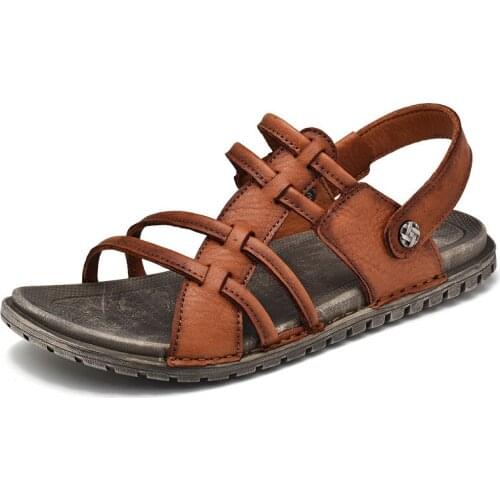 New Casual Men Soft Light Sandals Comfortable Men Summer Leather Sandals Men Roman Summer Outdoor Beach Men Sandals