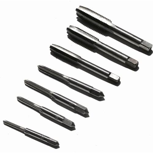 Free shipping 7pcs/set 3-12mm 9SiCr steel Manual straight Tap Screw Taps M3 M4 M5 M6 M8 M10 M12 for manual soft meal workpiece