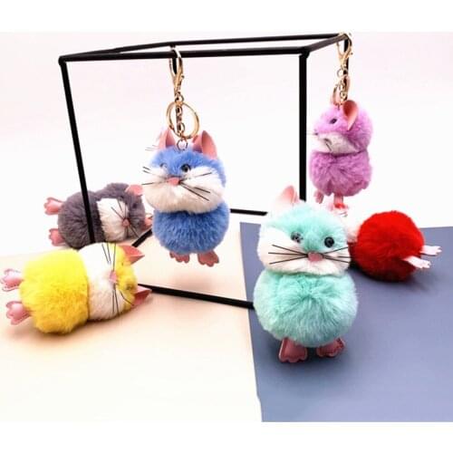 Cute cartoon animal cat keychain simple plush keychain ladies shoulder bag keychain car key ring party gift jewelry