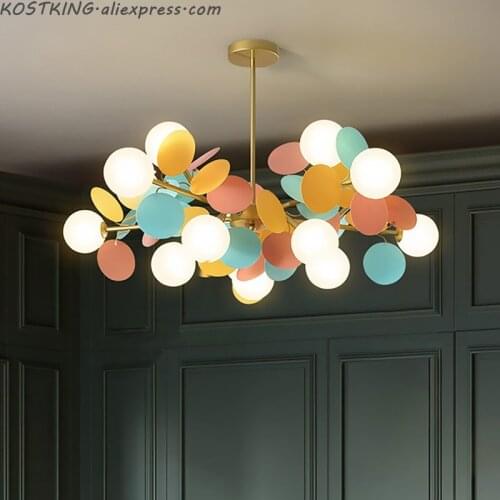 Modern cartoon Glass chandelier ceiling Pendant living room hanglamp for kids room Ball colour nordic lighting Kitchen Luminaire
