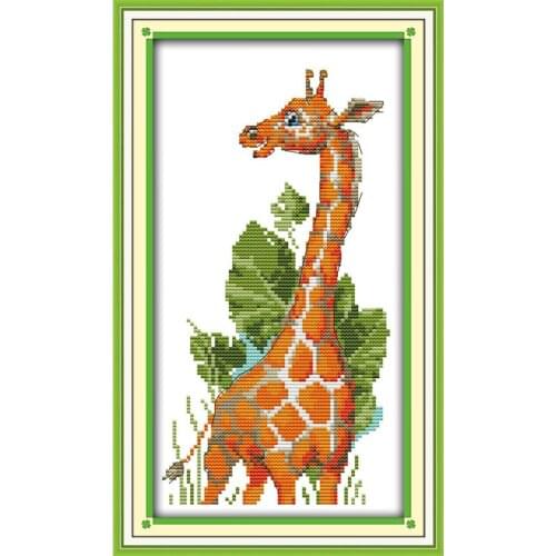 Everlasting Love Giraffe Chinese Cross Stitch Kits Ecological Cotton Stamped Printed DIY Gift 11CT New Year Decorations For Home