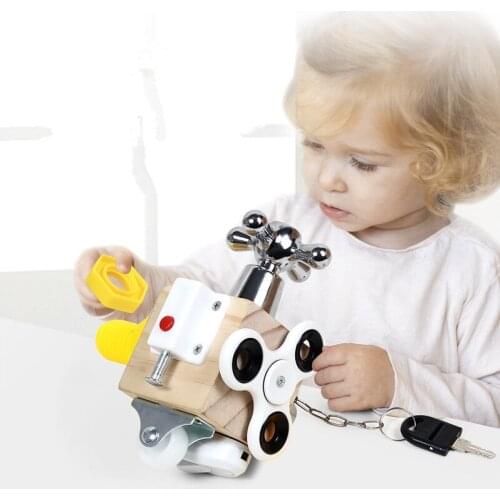 High Quality Early Education Multifunction Wooden Busy Cube Unlock Box Parent-Child Interactive Game For Kids