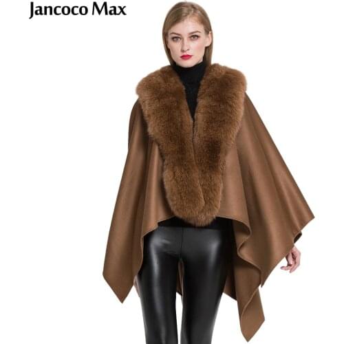 Ladies' Genuine Cashmere Ponchos Fashion Style Fur Capes With Real Fox Fur Women Winter Shawl S7357