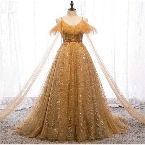 Evening Dress Elegant Robe De Soiree Abiye A-line Formal Dress Sexy V-neck Evening Dresses Long Dress 2020 Vestido De Festa