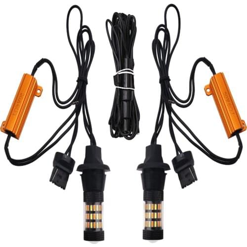 100PCS Car LED Dual Color 1156 BA15S P21W BAU15S PY21W 7440 W21W T20 4014 60SMD Turn Signal DRL Daytime Running Light Canbus