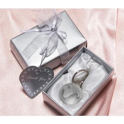 100pcs Crystal Glass Globe Keychain Wedding Favors Destination Ball Keychain Bridal Shower Favor Party Giveaway For Guest SN2362