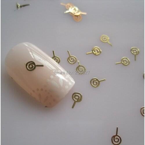 MS304-2 100pcs Halloween Series Gold Cute Lollipop Metal Sticker Nail Art Metal Sticker Nail Art Decoration Non-adhesive Sticker