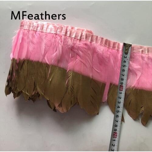 4Y High Quality Goose Feather Trim Gold Spray Feather Lace 15-20 CM 6-8 INCH DIY Skirts Sewing Ribbon Carnival Decorative Strips