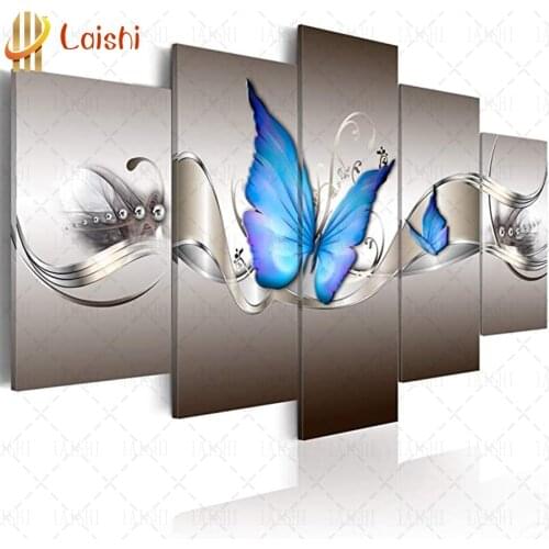 5pcs diy diamond embroidery Modern abstract blue butterfly sale diamond painting full square round drill mosaic art home decor