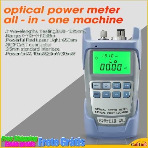 AUA-9 OPM All-in-one Multifunctional Fiber Optic Optical Power Meter (-70)~(+)10dBm 850-1625nm +Red Laser light Tester 1mw 10mw