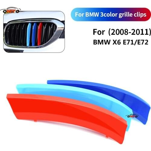 Car Decoration 3 Colors Grille Clips For X6 E71 E72 2008-2011 ABS Plastic Stripe Clip Decal Bar Covers Kidney Grille Sticker