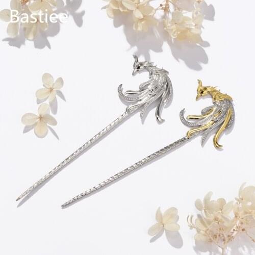 Bastiee Wedding Jewelry 925 Sterling Silver Hair Stick Women Luxury Phoenix Hairpin Chinese Hanfu Zircon Accessories
