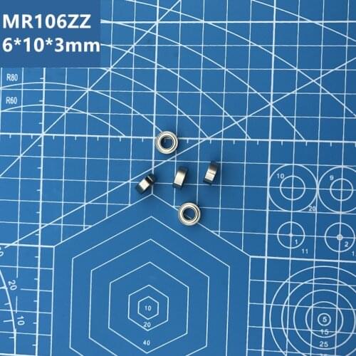 Free Shipping high quality 10pcs MR106ZZ 6*10*3mm Thin Wall Deep Groove Mini Ball Bearing Miniature Bearing MR106 ZZ