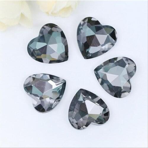 Various Size Black Crystals Heart Shape Hand Craft Pointback Rhinestones Glass DIY Crystal Rhinestone Garment Dress Decoration