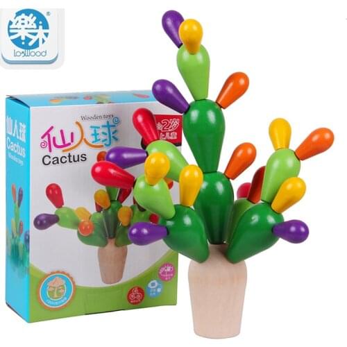 Wooden Blocks 28pc/lot Wood Cactus Blocks Infant Toys Wooden Blocks Toys for Children Montessori Educational